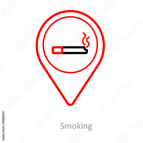 Smoking and location pointer icon concept