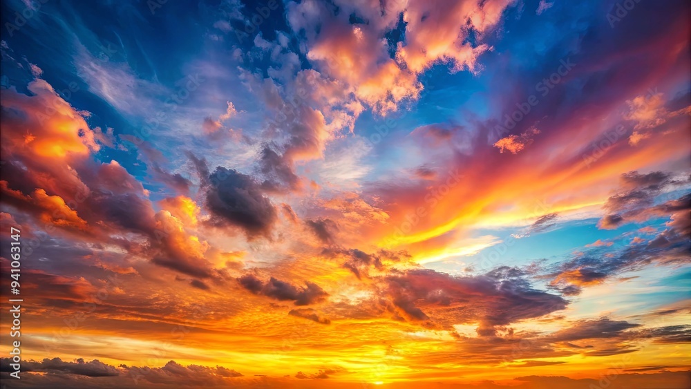 Colorful gradient sky at sunset with clouds, abstract nature background perfect for design projects Colorful gradient sky at sunset with clouds, abstract nature background perfect for design projects
