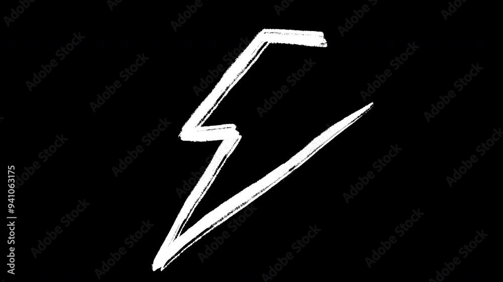 Set animation white triangle, crown, square, circle, heart, star, lighting in hand drawn sketch doodle style. Collection 2d cartoon motion elements on black background.