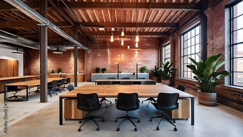 This office design is perfect for those who appreciate the fusion of modern elegance with industrial grit. It offers an inspiring and stylish environment that fosters creativity and productivity.