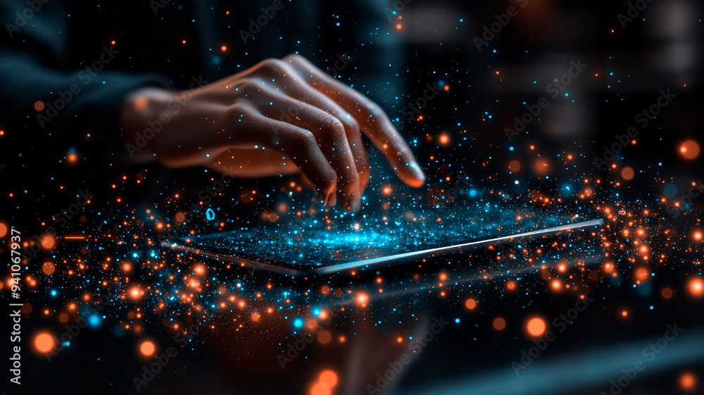 Digital Innovation with Mobile Network: Close-up of a Person Holding a Smartphone, Visualizing Connected Data Points and Abstract Network Connections Digital Innovation with Mobile Network: Close-up of a Person Holding a Smartphone, Visualizing Connected Data Points and Abstract Network Connections