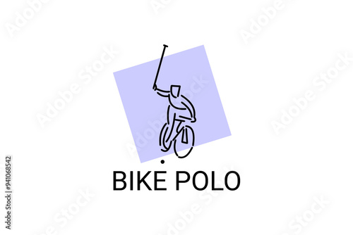 Bike polo sport vector line icon. an athlete playing bike polo. sport pictogram, vector illustration.