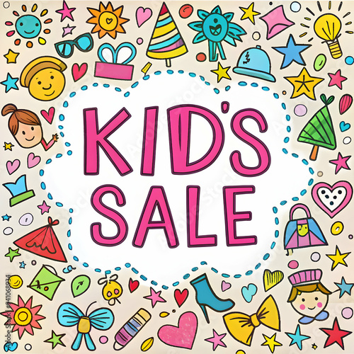 kids sale is on the colorful letters