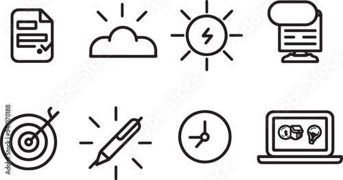 A clean vector icon set including a page speed, bounce rate, session duration, and site ranking .icons in black and white style with isolated on white