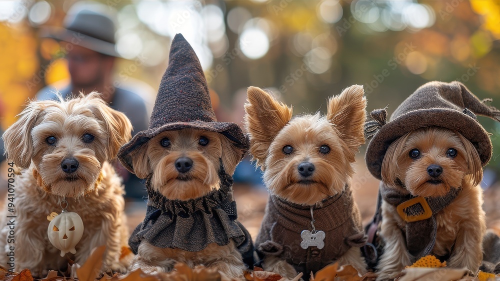 Four Adorable Dogs in Halloween Costumes Four Adorable Dogs in Halloween Costumes