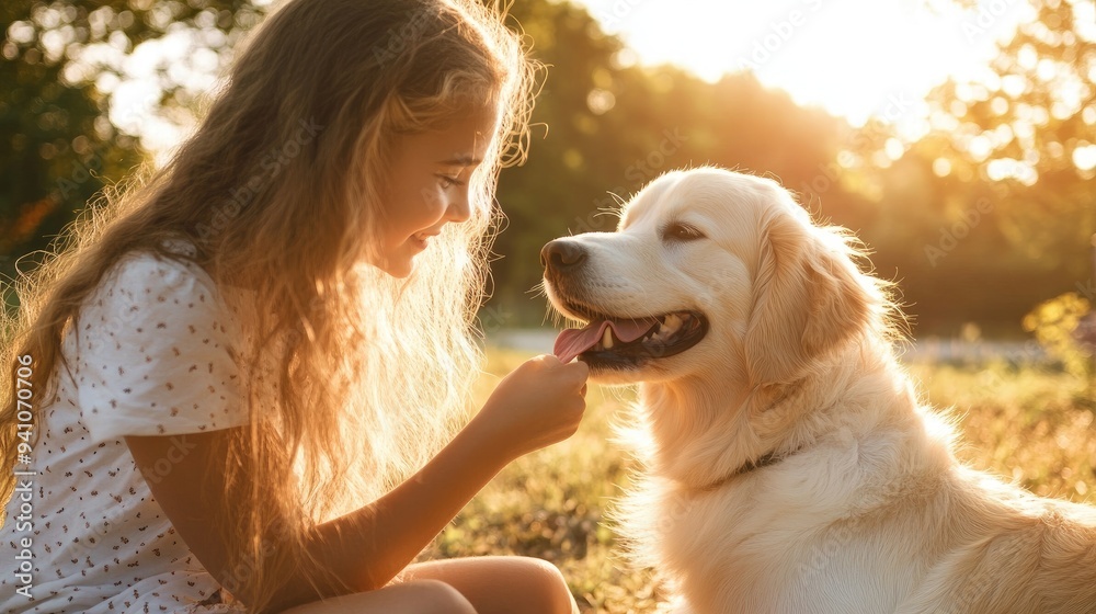 Teenage girl playing with her dog on a sunny day at the park Teenage girl playing with her dog on a sunny day at the park