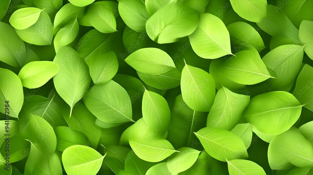 background pattern of fresh green natural leaves
