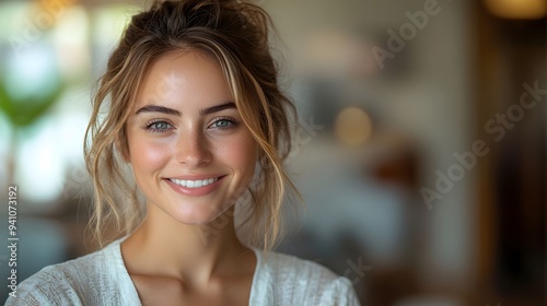 cheerful woman realtor at a stylish modern apartment home. real estate, residential property, housing market