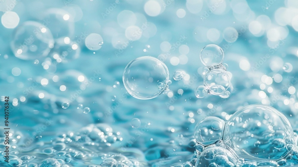 A group of colorful bubbles rising from a blue surface A group of colorful bubbles rising from a blue surface