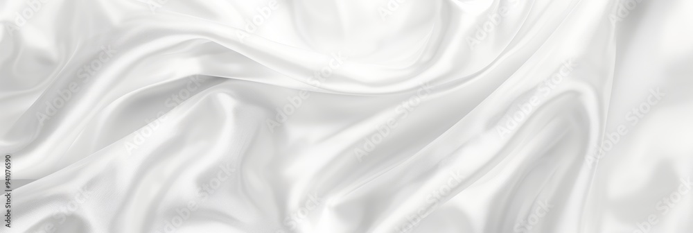 Obraz premium Smooth elegant white silk satin or luxurious cloth texture background abstract design copy space.