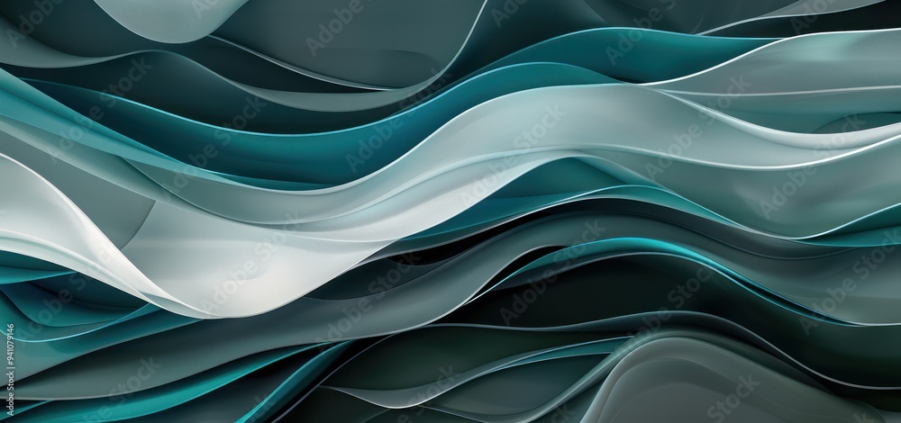 Fototapeta premium Abstract Waves in Blue and Green Tones