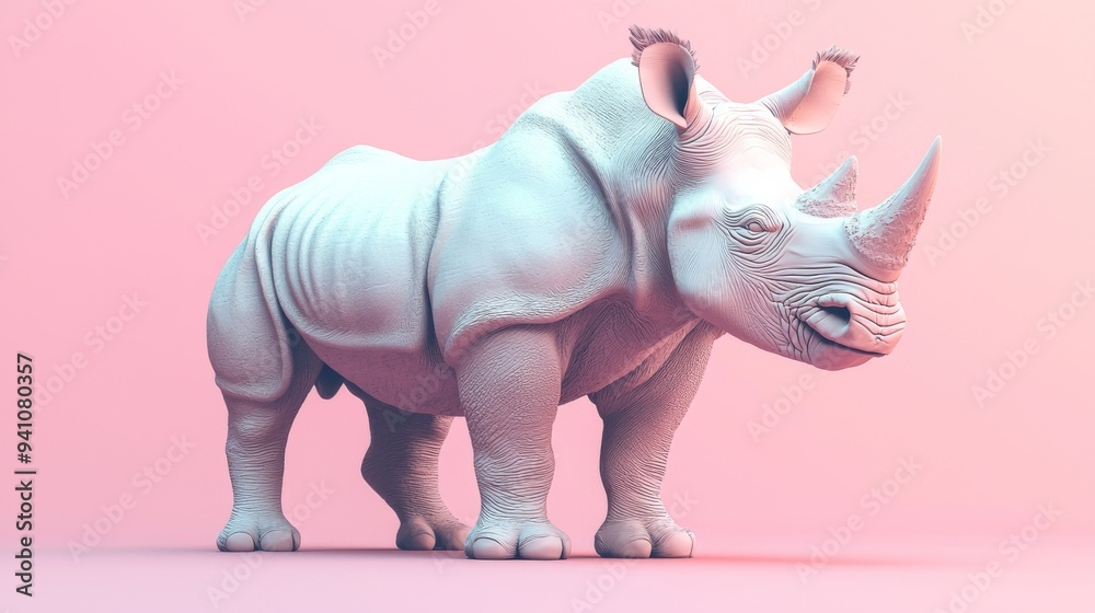 White Rhinoceros on Pink Background. White Rhinoceros on Pink Background.