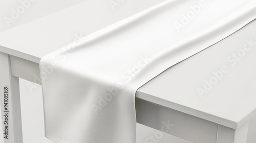 White Table Runner on White Table.