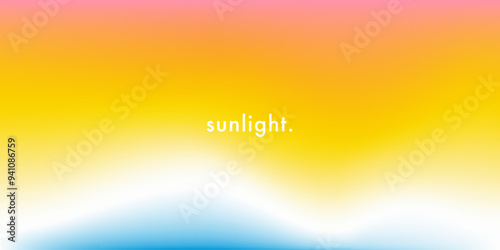 Abstract sunny summer sky. Beach. Sun. Sunset. Sunrise. Light pink and yellow color vector banner. Pastel gradient sky pattern. Blurred light fuzz gradient background. Vector soft horizontal backdrop