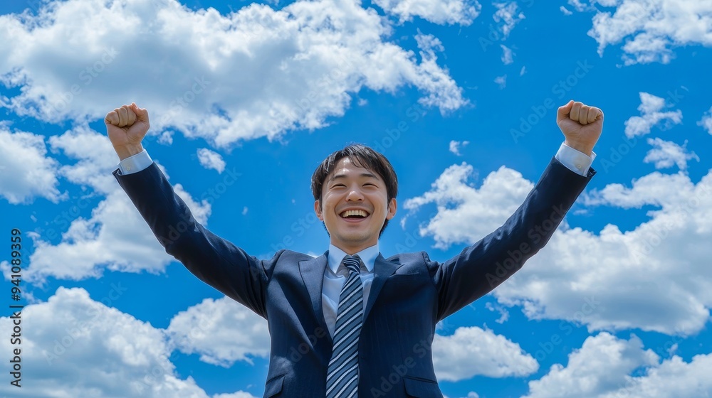 a man raising both hands as a sign of victory or celebration a man raising both hands as a sign of victory or celebration