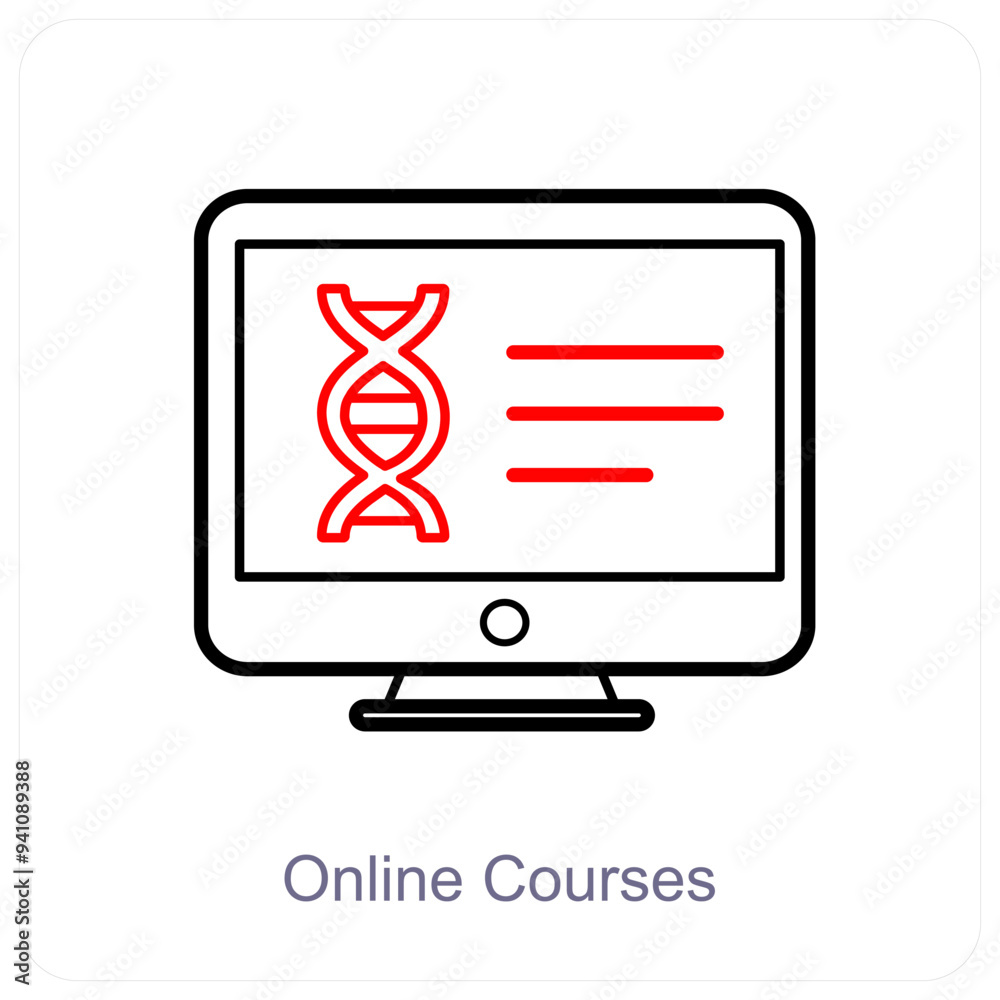 Online Courses and education icon concept Online Courses and education icon concept