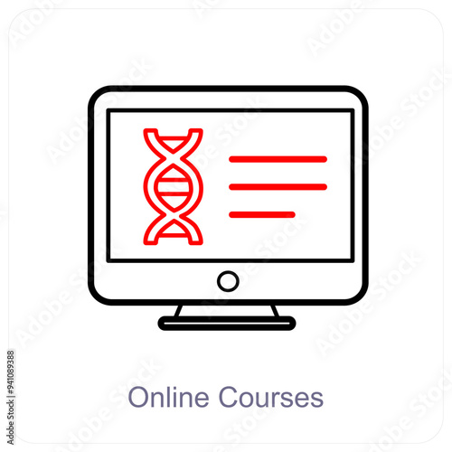 Online Courses and education icon concept