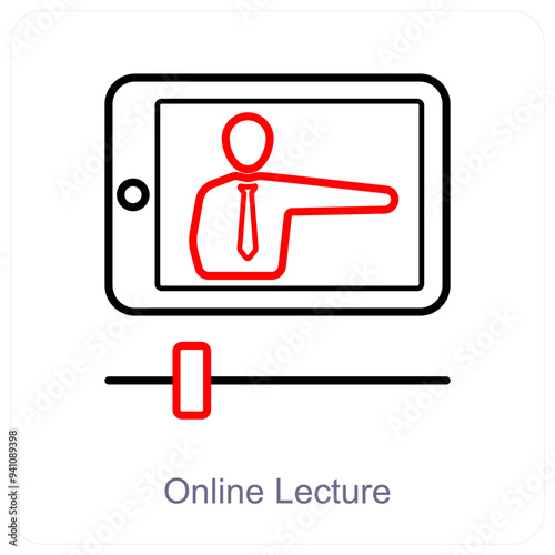 Online Lecture and education icon concept