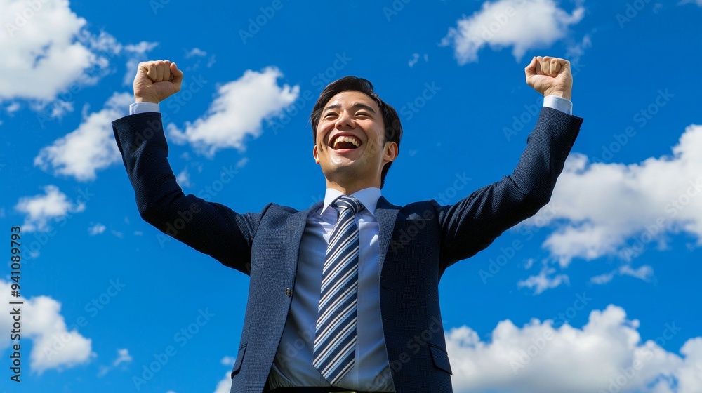a man raising both hands as a sign of victory or celebration a man raising both hands as a sign of victory or celebration