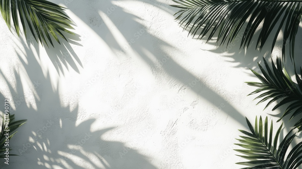 Palm Leaf Shadow on White Wall. Palm Leaf Shadow on White Wall.