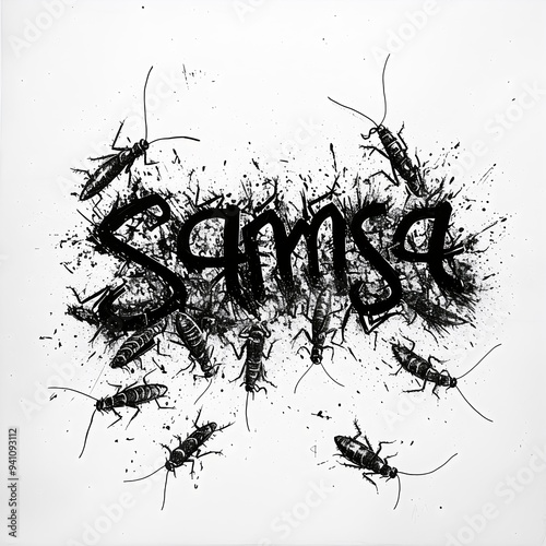 Text Samsa with cockroaches created with AI