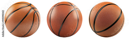 Basketballs set isolated on transparent background