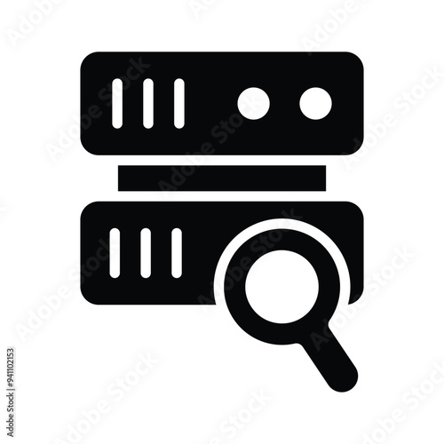 Data server with magnifier denoting concept icon of dataserver exploration