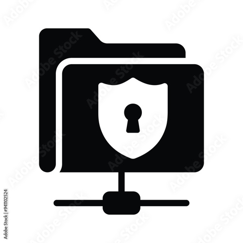 Data file with padlock showing concept icon of secure folder, data security vector