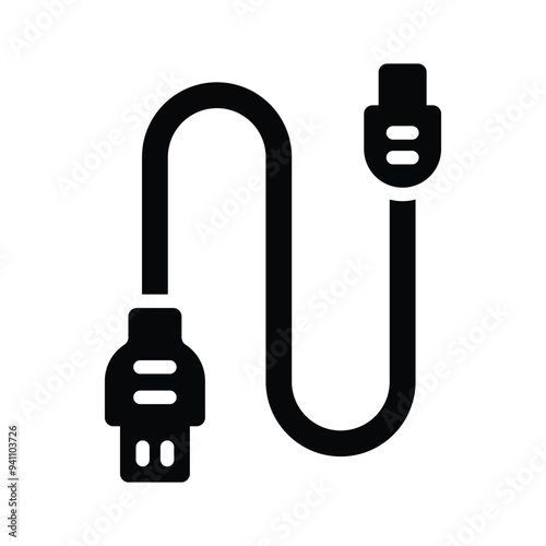 Data cable for connection and data transfer, trendy icon of data cable