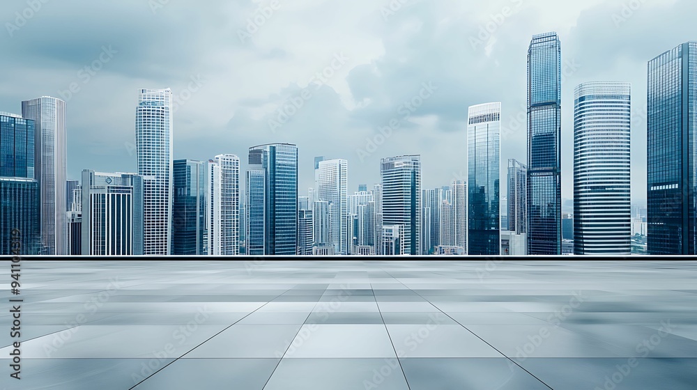 Dynamic Urban Landscape with High-Rise Commercial Buildings and Copy Space for Text Dynamic Urban Landscape with High-Rise Commercial Buildings and Copy Space for Text
