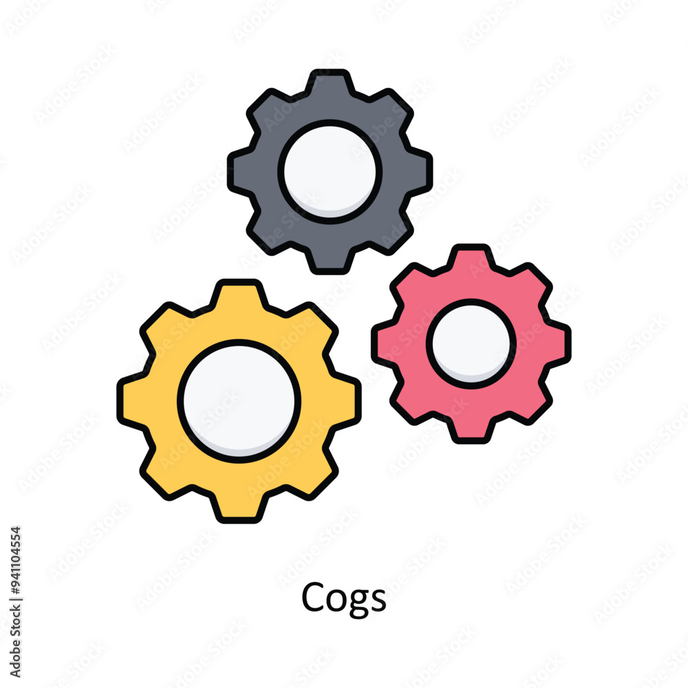 Cogs vector solid icon design illustration. Logistics Delivery symbol on White background EPS 10 File Cogs vector solid icon design illustration. Logistics Delivery symbol on White background EPS 10 File