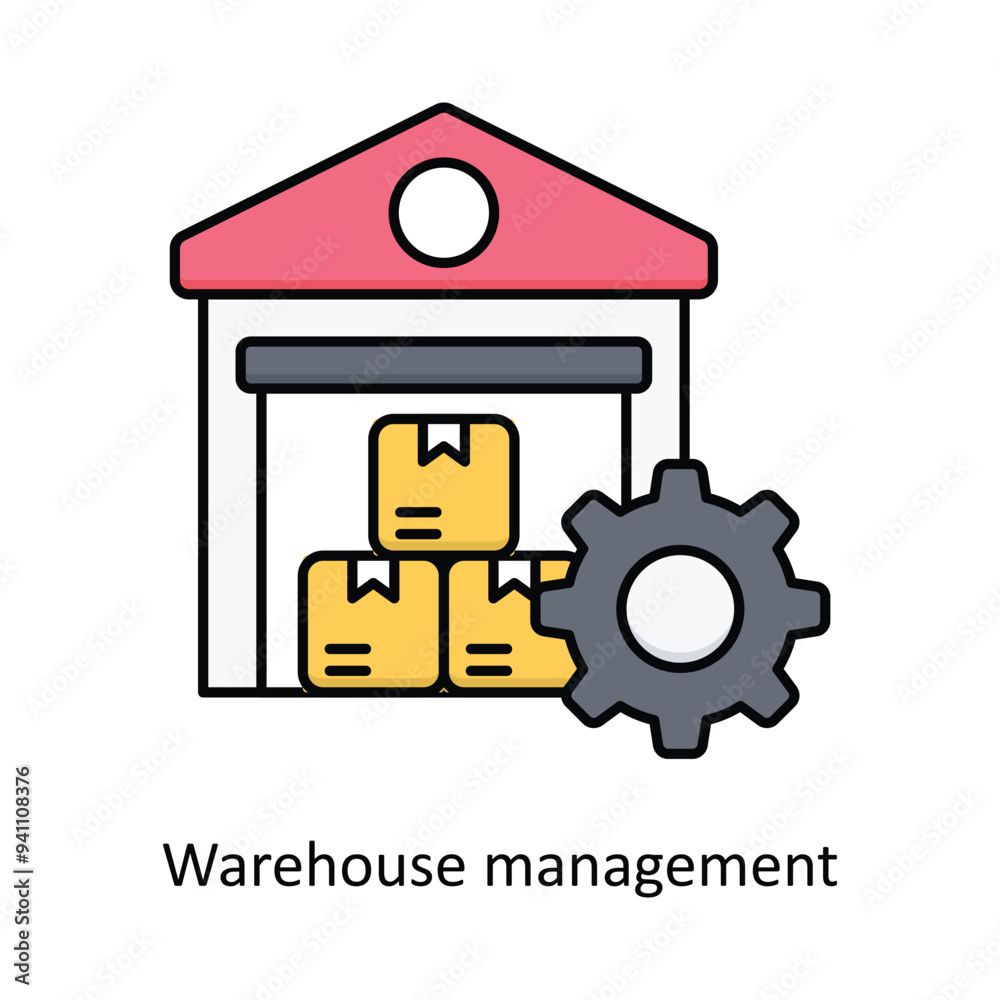 Warehouse Management vector filled icon design illustration. Logistics Delivery symbol on White background EPS 10 File Warehouse Management vector filled icon design illustration. Logistics Delivery symbol on White background EPS 10 File