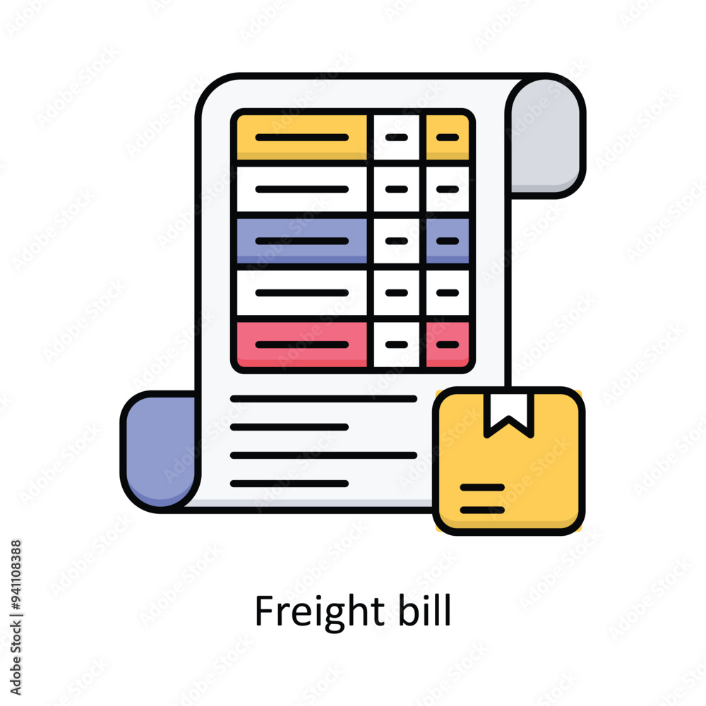 Freight Bill vector filled icon design illustration. Logistics Delivery symbol on White background EPS 10 File