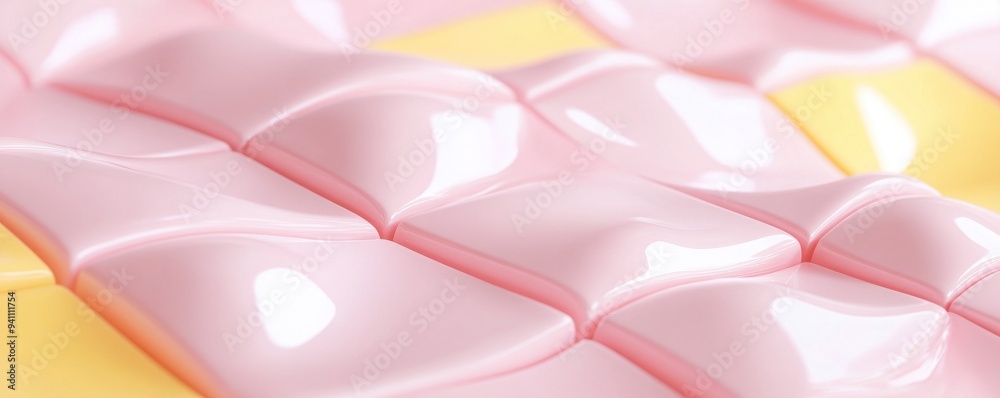 Close-up of glossy, textured surface with soft pink and yellow colors creating a vibrant, modern aesthetic. Close-up of glossy, textured surface with soft pink and yellow colors creating a vibrant, modern aesthetic.