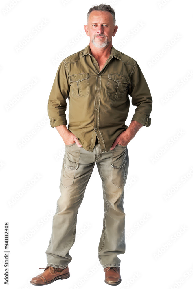 Mature Man in Casual Outdoor Clothing Mature Man in Casual Outdoor Clothing