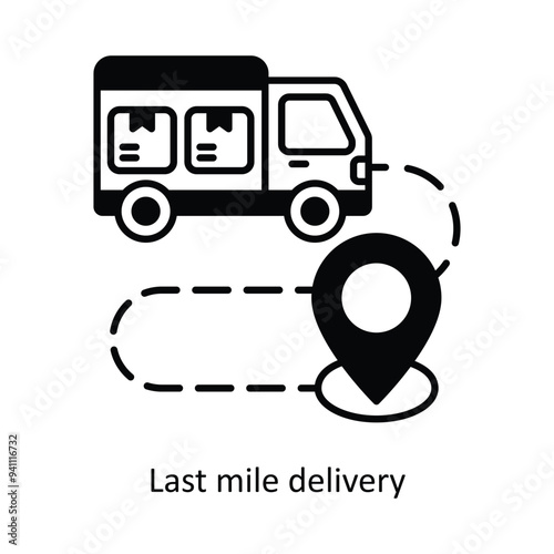 Last Mile Delivery vector solid icon design illustration. Logistics Delivery symbol on White background EPS 10 File