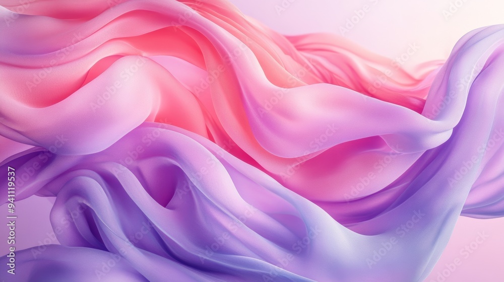 Abstract image of smooth waves in shades of pink and purple, creating a feeling of lightness and airiness Abstract image of smooth waves in shades of pink and purple, creating a feeling of lightness and airiness