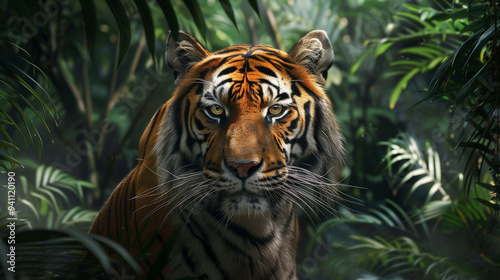 Majestic Tiger in a Dense Jungle - Vivid Details