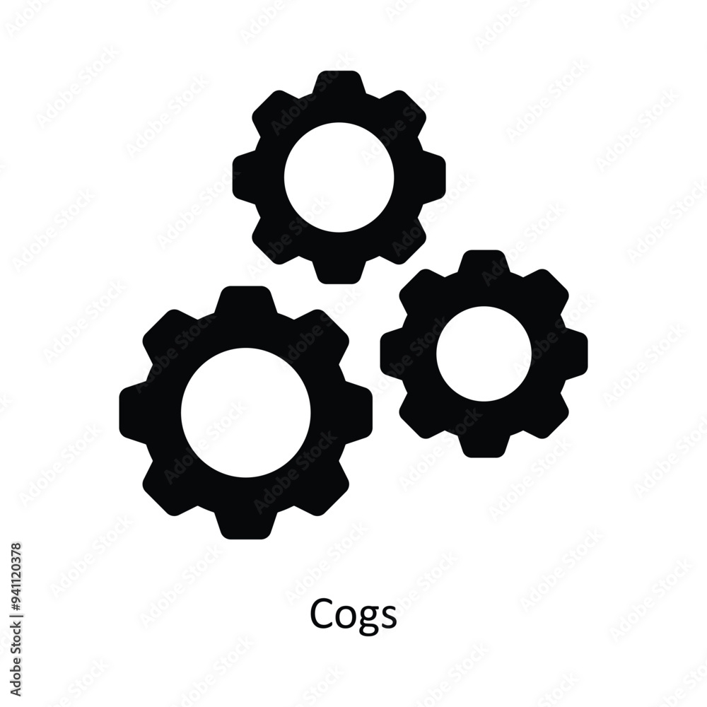 Cogs vector solid icon design illustration. Logistics Delivery symbol on White background EPS 10 File Cogs vector solid icon design illustration. Logistics Delivery symbol on White background EPS 10 File