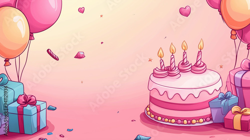 birthday cake with balloons