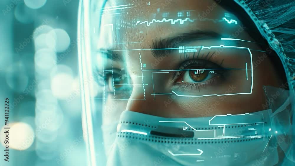 A doctor working with futuristic medical in hospital, looking disease and illness on monitor laboratory in the future technological digital. Medical and technology concept	