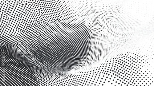 Abstract black and white dotted pattern with a wavy texture.