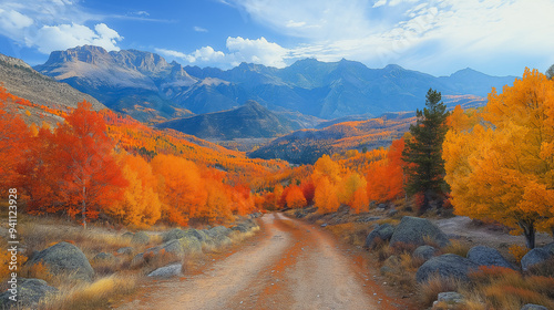 A road in the mountains with trees on both sides