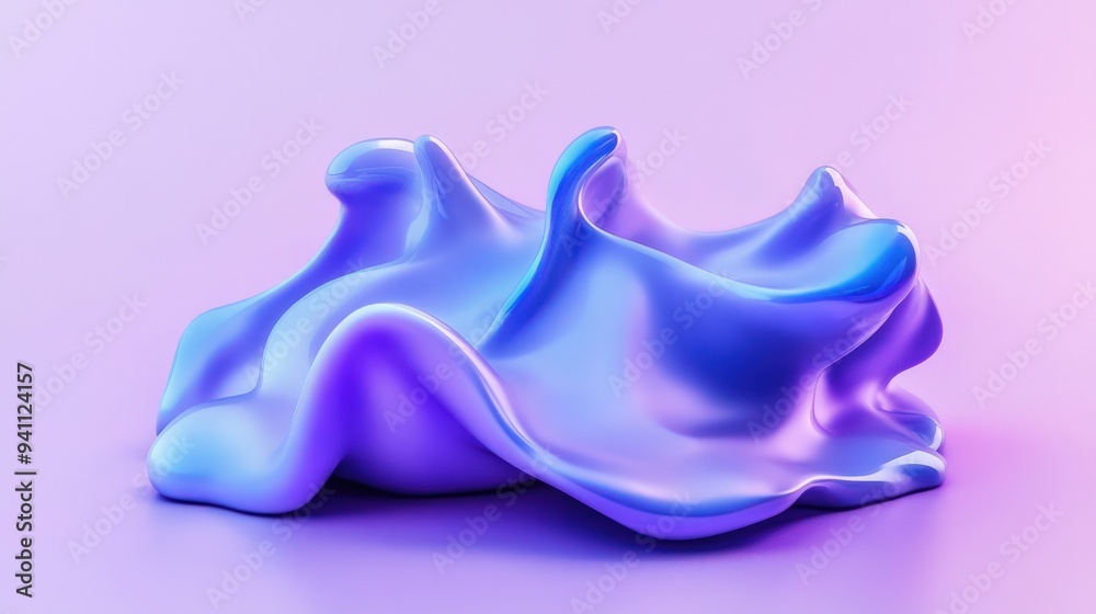 Abstract blue and purple 3D liquid wave on pink background. Abstract blue and purple 3D liquid wave on pink background.