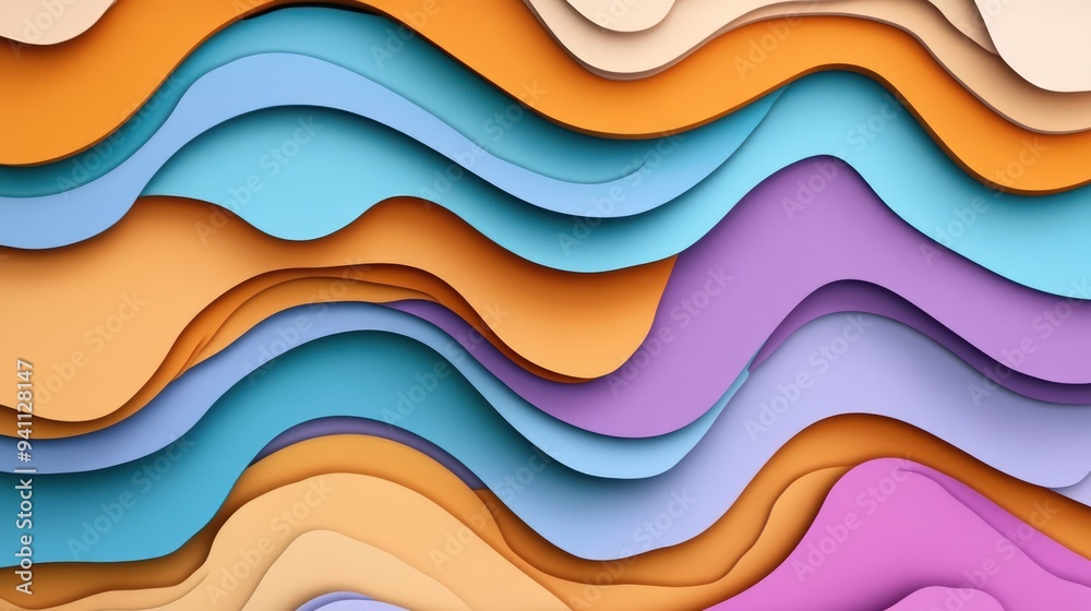 Abstract colorful wavy paper cut background. Abstract colorful wavy paper cut background.