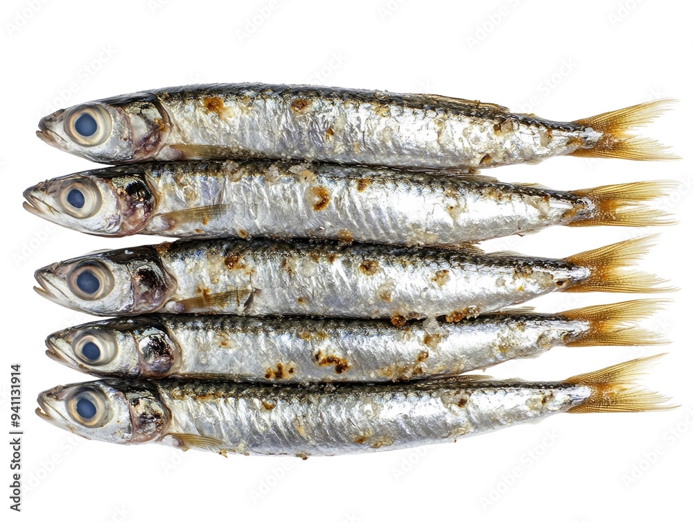 Fresh sardines with shiny scales, isolated on white background. PNG transparent. Fresh sardines with shiny scales, isolated on white background. PNG transparent.