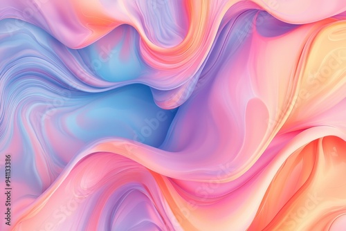 Vibrant fluid waves in pink, blue, and orange tones Generative AI