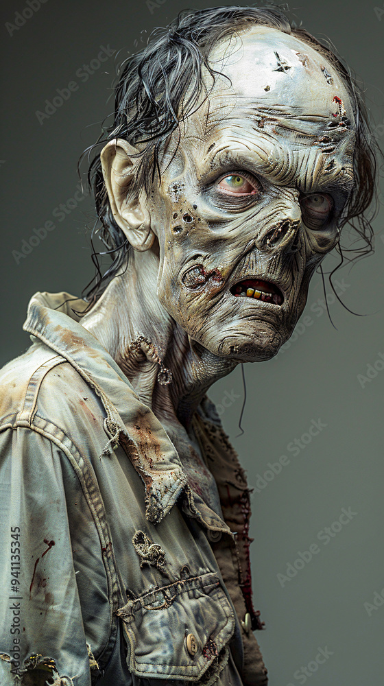 Fototapeta premium Close-up portrait of zombie in the apocalypse.