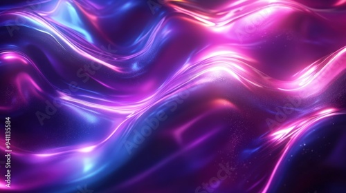 Abstract, flowing, and vibrant purple and blue liquid with highlights.