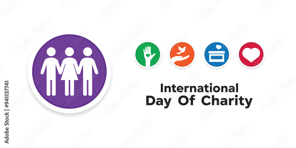 International Day of Charity. Peoples, hand, bird, box donation and heart. Great for cards, banners, posters, social media and more. White background. International Day of Charity. Peoples, hand, bird, box donation and heart. Great for cards, banners, posters, social media and more. White background.